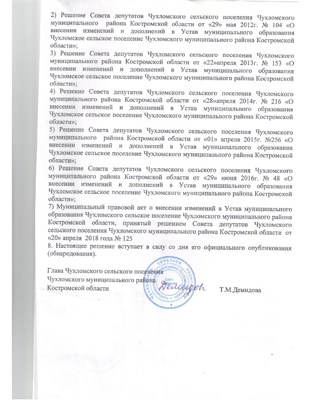 О принятии Устава МО Чухломское с.п.Чухломского муниципального района Кострамской области